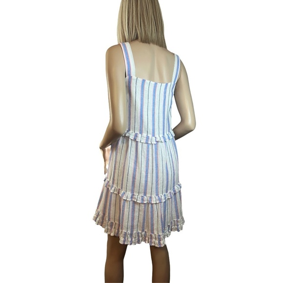 Rails Sandy Dress Linen Tahiti Stripe ParallelRuffles Layers Flowy Tiered Skirt - Picture 10 of 14